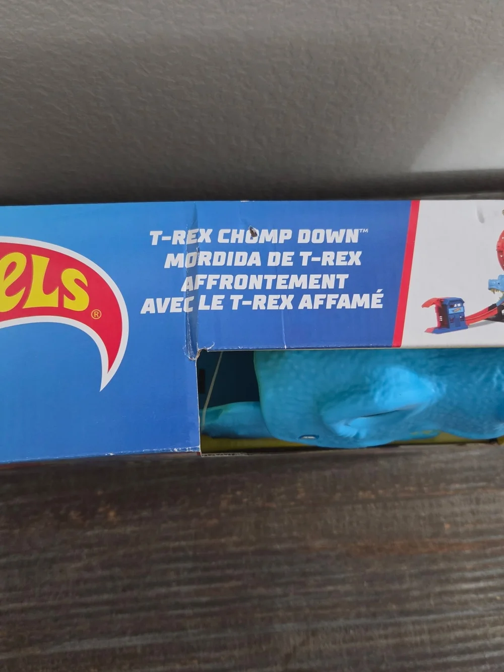 Hot Wheels T-Rex Chomp Down Playset - Bright Blue T-Rex